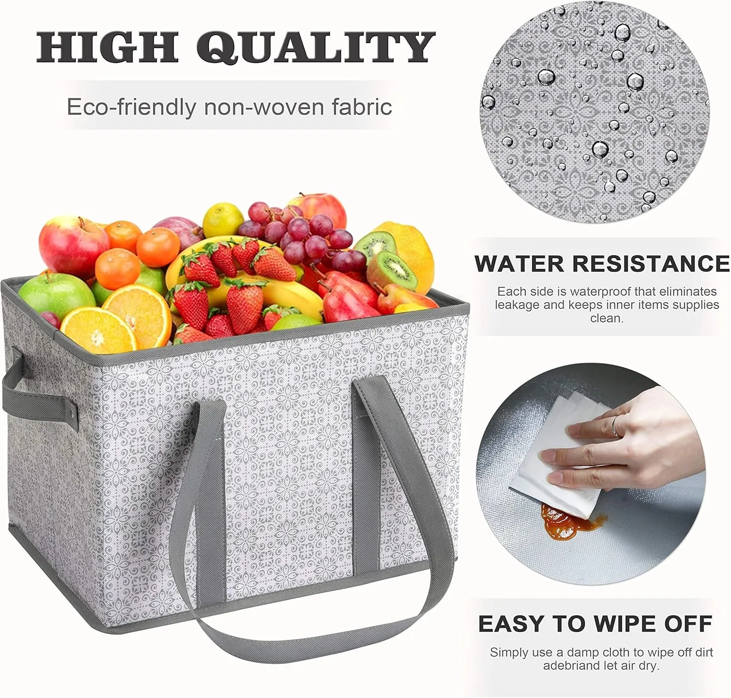 WISELIFE Reusable Grocery Bags [6 Pack],Large Grocery Tote Bag Water Resistant Shopping Bags Foldable Grocery Bag for Clothes,Shoes and Picnic