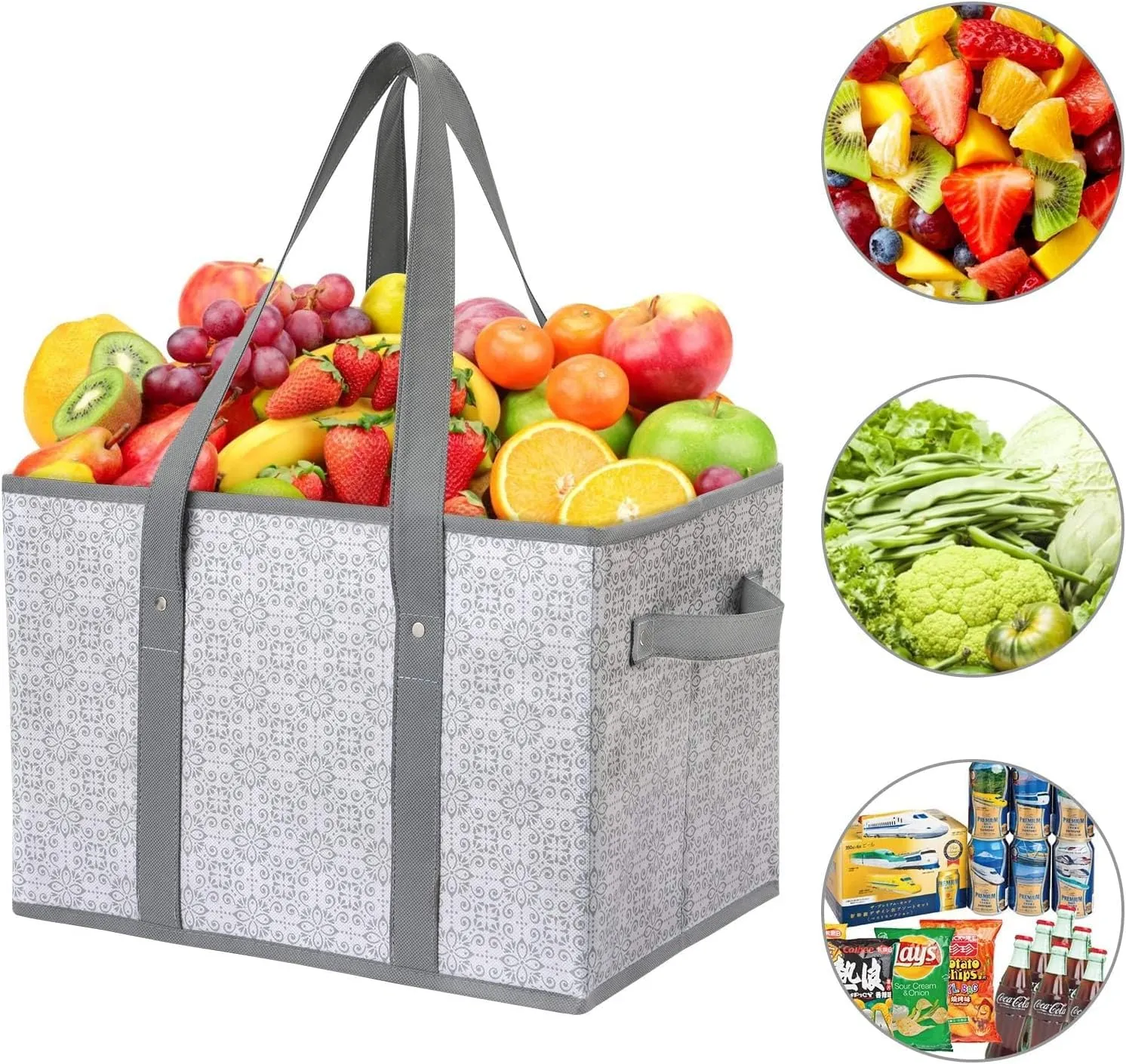 WISELIFE Reusable Grocery Bags [6 Pack],Large Grocery Tote Bag Water Resistant Shopping Bags Foldable Grocery Bag for Clothes,Shoes and Picnic