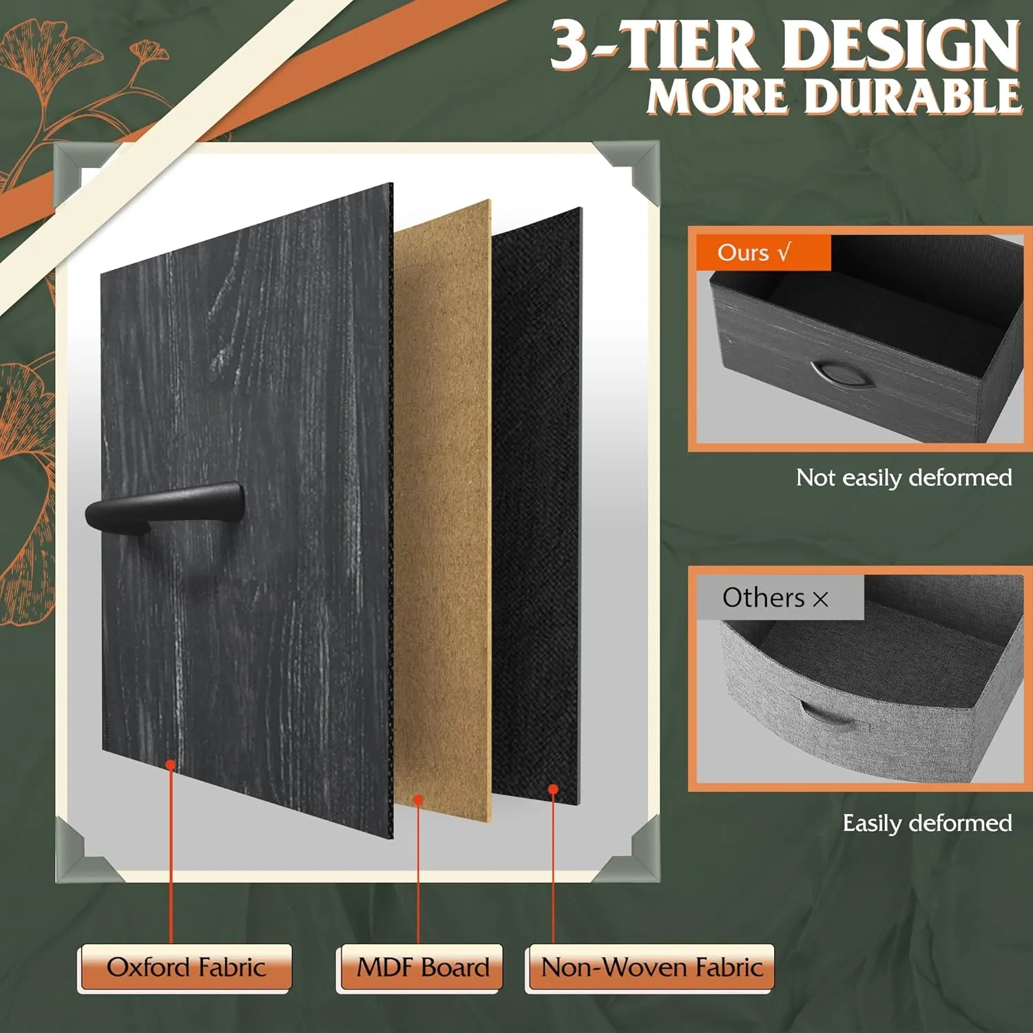 WLIVE Tall Dresser for Bedroom with 12 Drawers, Dressers & Chests of Drawers, Fabric Dresser for Bedroom, Closet, Fabric Storage Dressers with Storage Drawers, Wood Top, Charcoal Black