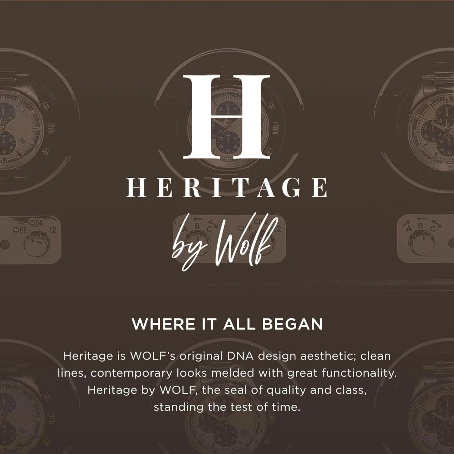 WOLF Heritage 8-Piece Winder with Glass Cover, Black - Secure Fit with Patented Lock-In Dynamic Cuff - For Bigger, Heavier Watches - Faux Leather - Includes Universal Adapter