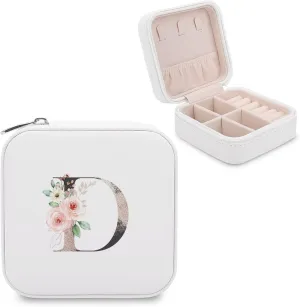 Woman PU Leather Jewelry Box, Small Travel Display Storage Organizer Case Bag Holder for Rings, Earrings, Necklaces, Bracelets