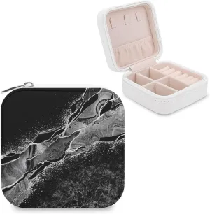 Woman PU Leather Jewelry Box, Small Travel Display Storage Organizer Case Bag Holder for Rings, Earrings, Necklaces, Bracelets