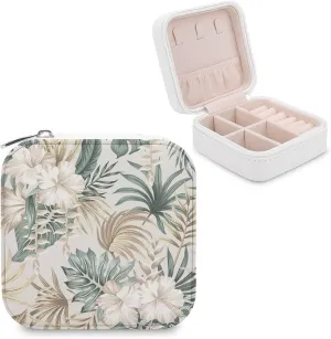 Woman PU Leather Jewelry Box, Small Travel Display Storage Organizer Case Bag Holder for Rings, Earrings, Necklaces, Bracelets