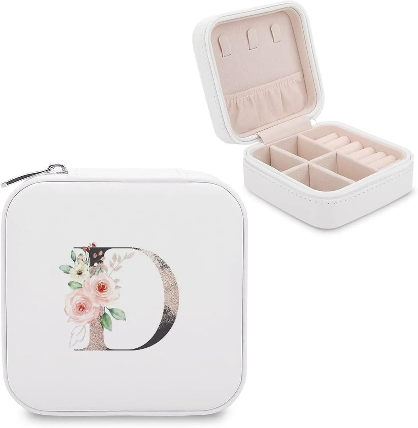 Woman PU Leather Jewelry Box, Small Travel Display Storage Organizer Case Bag Holder for Rings, Earrings, Necklaces, Bracelets