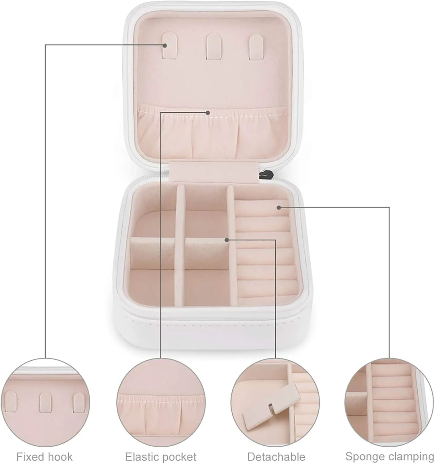 Woman PU Leather Jewelry Box, Small Travel Display Storage Organizer Case Bag Holder for Rings, Earrings, Necklaces, Bracelets