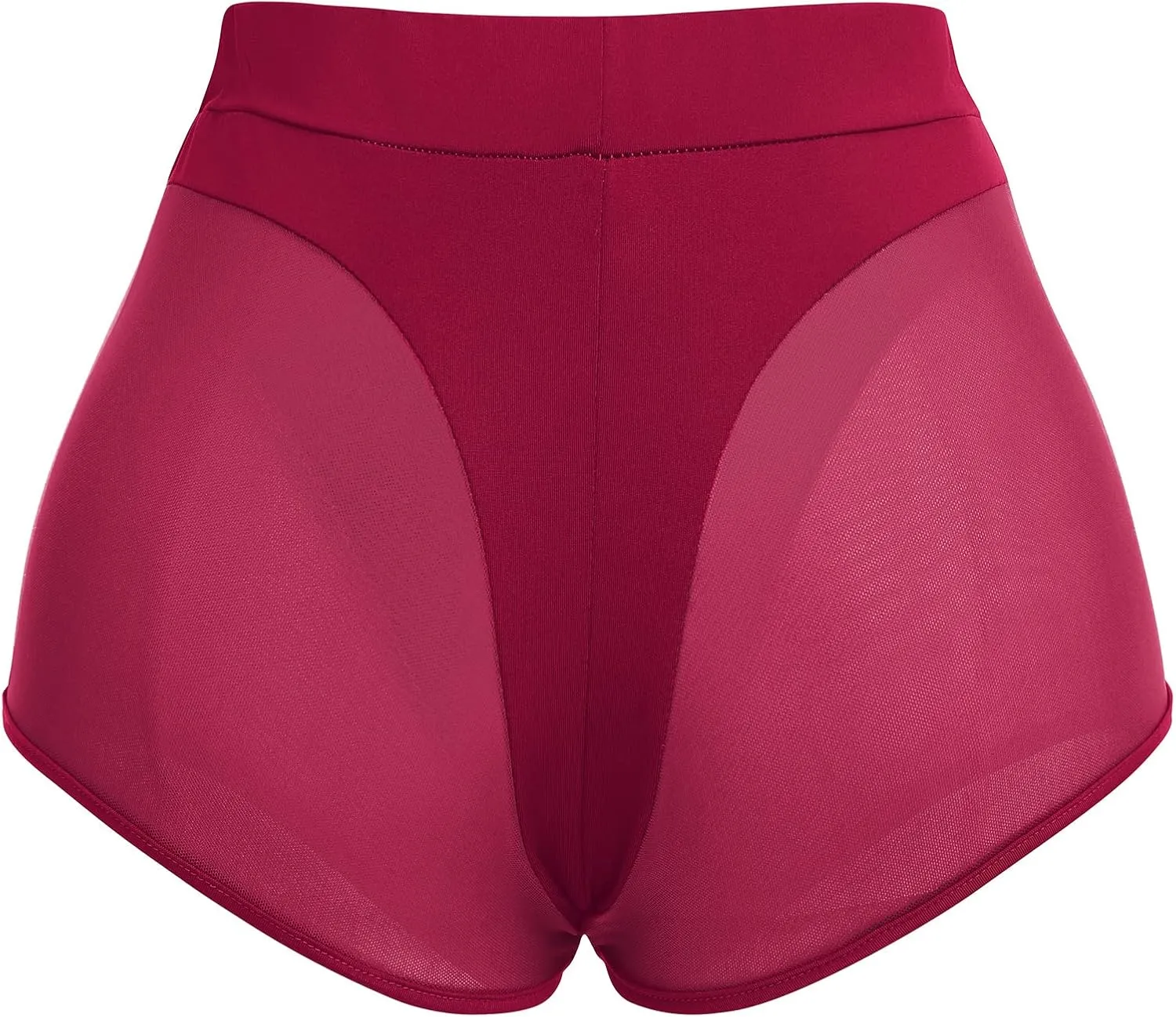 Women High Waist Mesh Tulle Spliced Activewear Yoga Shorts Dance Bottoms Rave Booty Shorts Mini Hot Pants