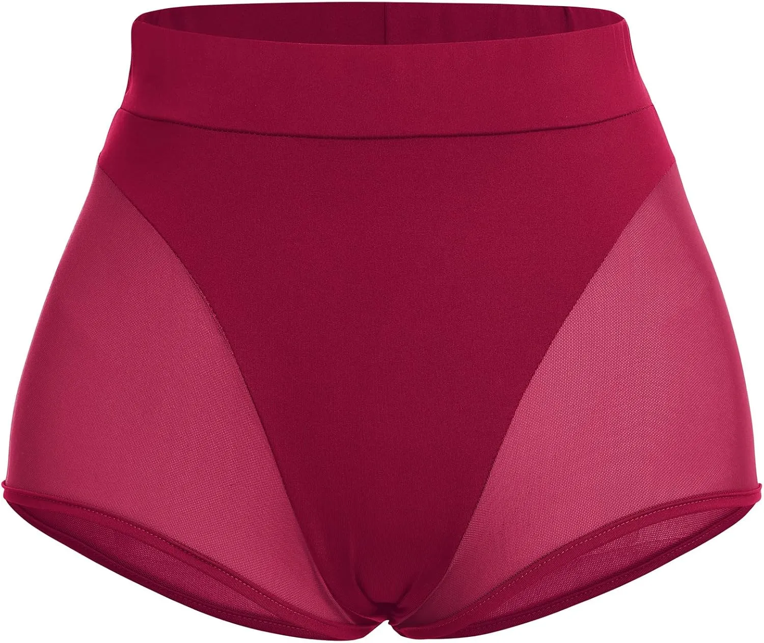 Women High Waist Mesh Tulle Spliced Activewear Yoga Shorts Dance Bottoms Rave Booty Shorts Mini Hot Pants