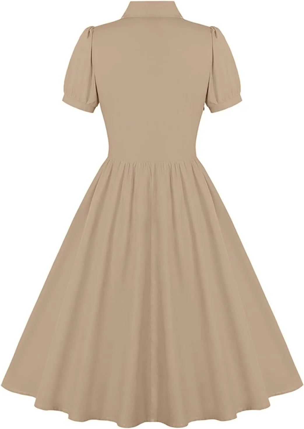 Women Lapel Short Sleeve Vintage Cocktail Swing Dress Retro 50s 60s Button up 1950s Rockabilly Prom Midi Evening Dress