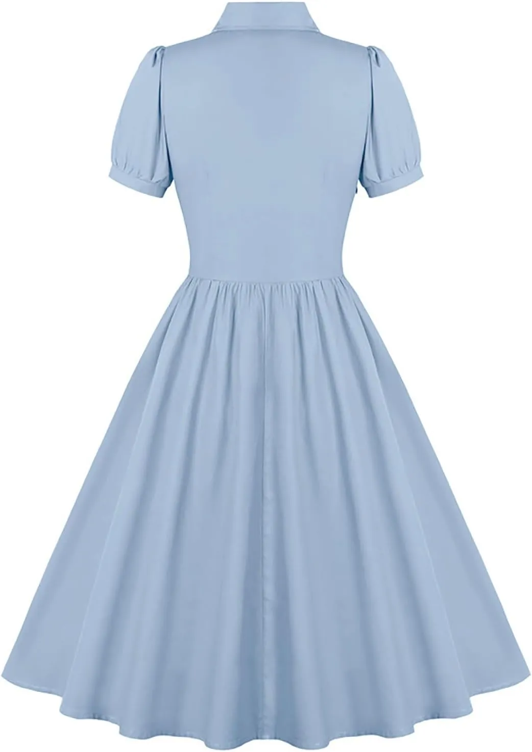 Women Lapel Short Sleeve Vintage Cocktail Swing Dress Retro 50s 60s Button up 1950s Rockabilly Prom Midi Evening Dress