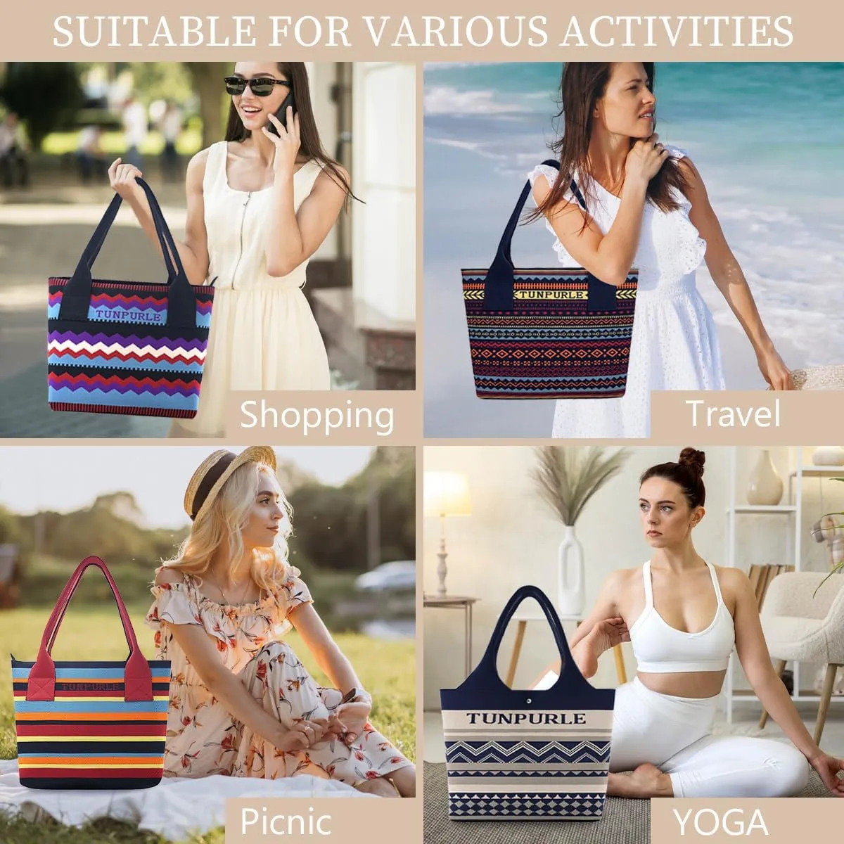 Women Tote Bag Lightweight Top Handle Bag Washable Shoulder Tote Handbag With Snap
