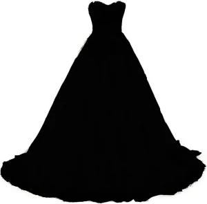 Women Vintage Gothic Black Lace Ball Gown Long Prom Dresses Bridal Wedding Dresses