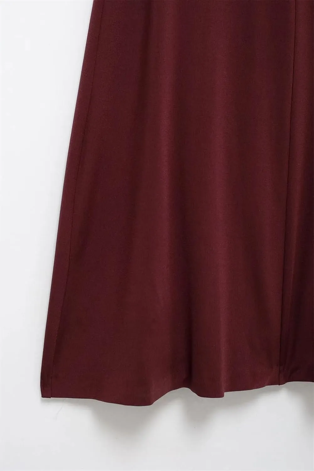 Women's Claret Convex Flower Decoration V-Neck Suspender Flute Dress Waist Pleats Slim Spaghetti Strap Knee-Length Dresses