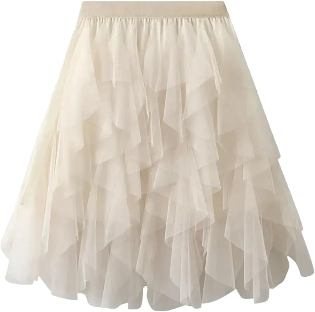 Women's Sexy Mesh Mini Skirts Summer Irregular Casual Short Skirt