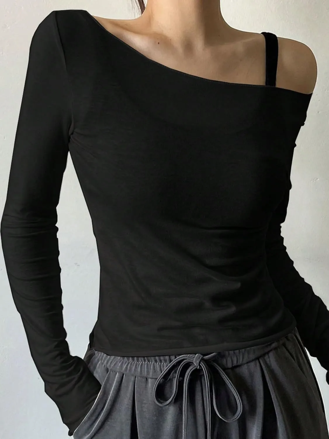 Women's Sheer Mesh Off The Shoulder Tops Long Sleeve See Through Shirts Going Out Party Club Outfits