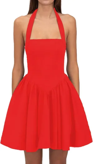 Womens Sleeveless Mini Dress Y2k Going Out Streetwear Casual Sleeveless Corset Ruffle Hem Lace Trim Short Dresses