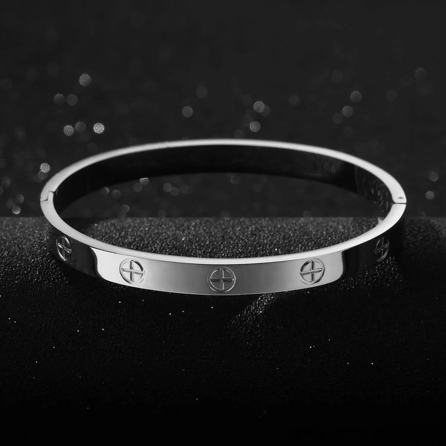 Women's Stainless Steel Bracelet Jewelry Crystal Bracelet With Cube Zircon Hinge Jewelry oval Bangle Christmas Valentines Birthday Gifts for Women