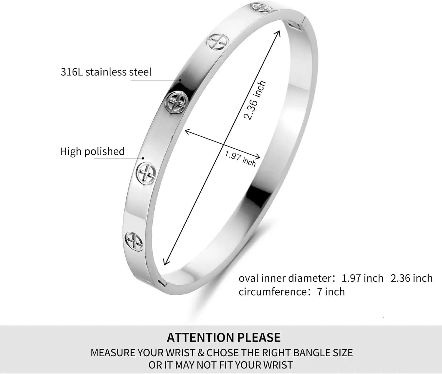 Women's Stainless Steel Bracelet Jewelry Crystal Bracelet With Cube Zircon Hinge Jewelry oval Bangle Christmas Valentines Birthday Gifts for Women