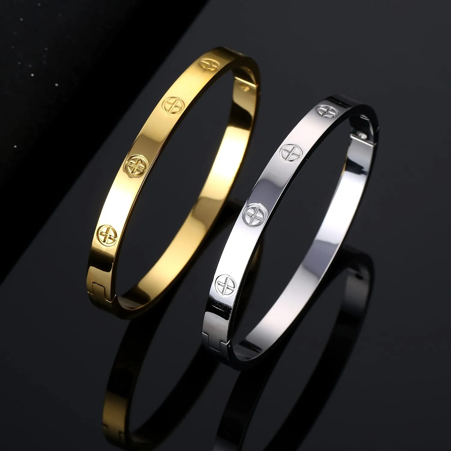 Women's Stainless Steel Bracelet Jewelry Crystal Bracelet With Cube Zircon Hinge Jewelry oval Bangle Christmas Valentines Birthday Gifts for Women