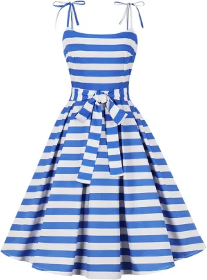 Women's Vintage 1950s Cocktail Dress Sleeveless Spaghetti Strap A Line Swing Dress 50s 60s Retro Rockabilly Dresses