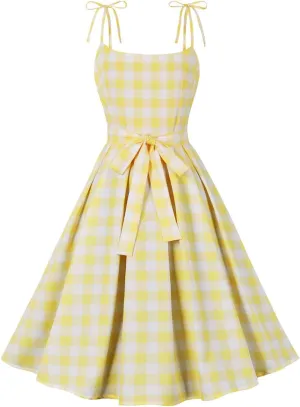 Women's Vintage 1950s Cocktail Dress Sleeveless Spaghetti Strap A Line Swing Dress 50s 60s Retro Rockabilly Dresses