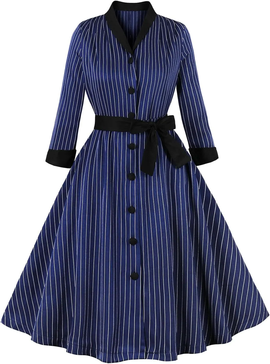 Women's Vintage Audrey Dress 1950s Retro Cocktail Dress Long Sleeve Rockabilly Prom Dress Work Church Casual Dresses