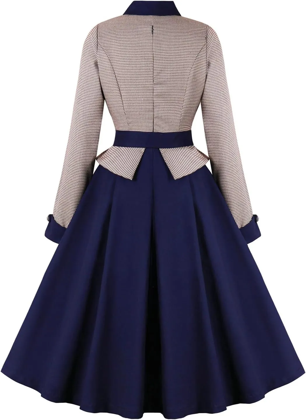 Women's Vintage Audrey Dress 1950s Retro Cocktail Dress Long Sleeve Rockabilly Prom Dress Work Church Casual Dresses