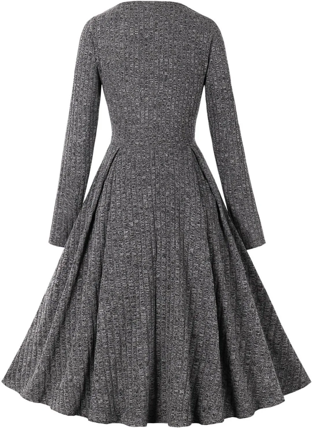 Women's Vintage Audrey Dress 1950s Retro Cocktail Dress Long Sleeve Rockabilly Prom Dress Work Church Casual Dresses