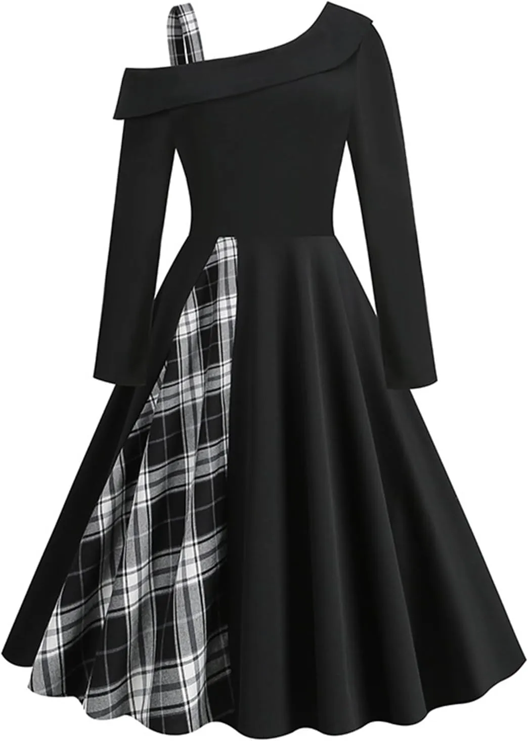 Women's Vintage Audrey Dress 1950s Retro Cocktail Dress Long Sleeve Rockabilly Prom Dress Work Church Casual Dresses