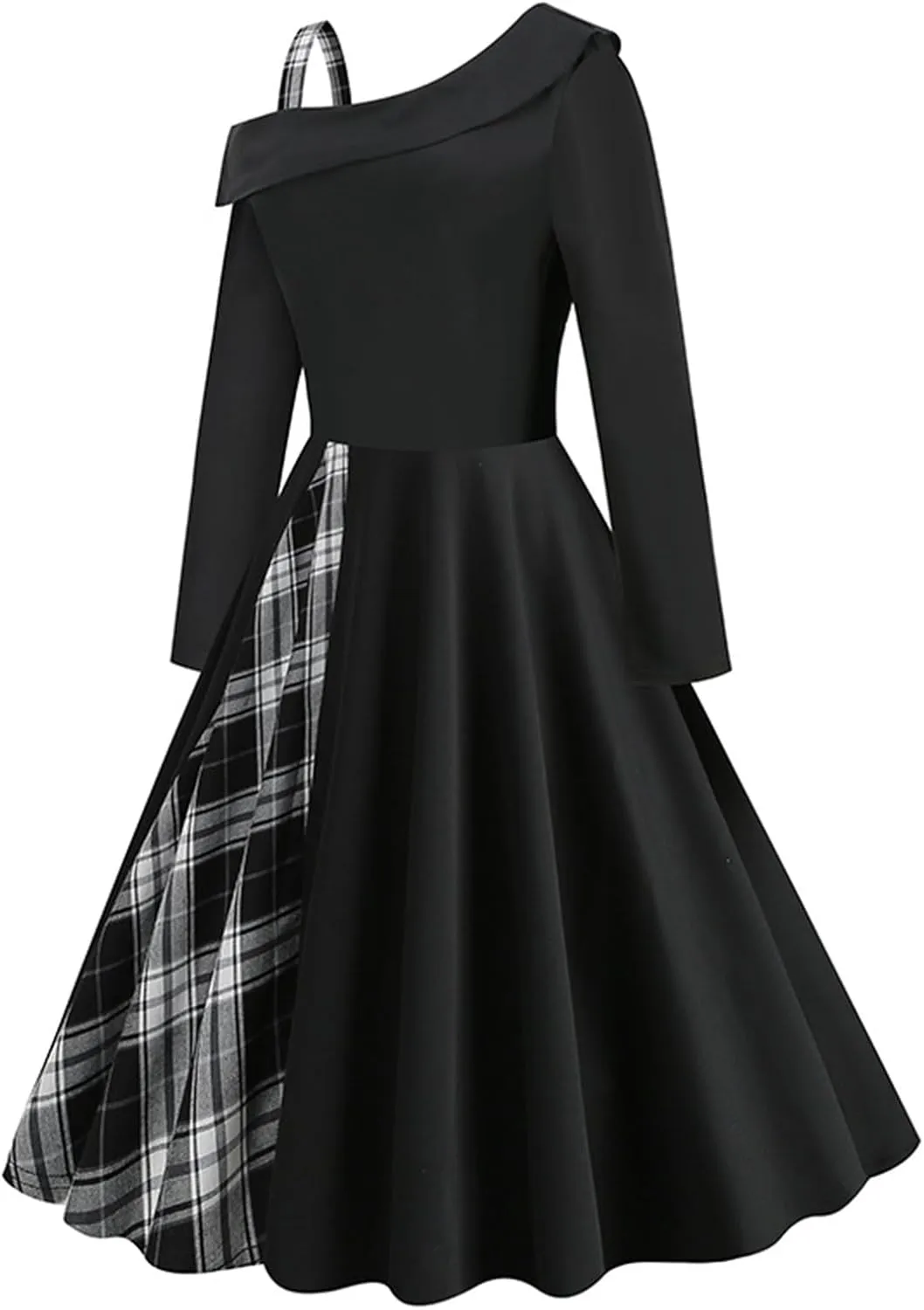 Women's Vintage Audrey Dress 1950s Retro Cocktail Dress Long Sleeve Rockabilly Prom Dress Work Church Casual Dresses