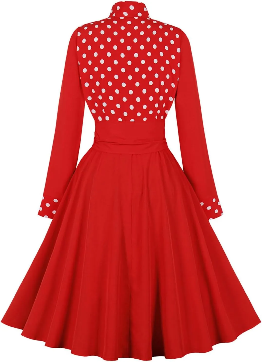 Women's Vintage Audrey Dress 1950s Retro Cocktail Dress Long Sleeve Rockabilly Prom Dress Work Church Casual Dresses