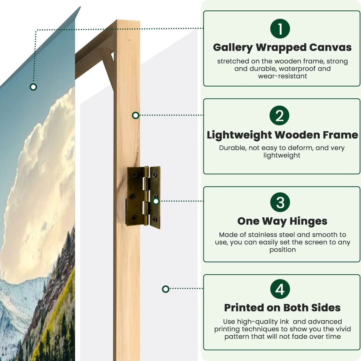 Wood Screen Room Divider Scenic Beauty Colorado Rocky Mountains Dallas Divide Folding Screen Canvas Privacy Partition Panels Dual-Sided Wall Divider Indoor Display Shelves 4 Panels