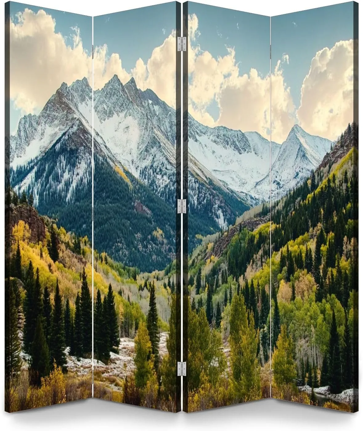 Wood Screen Room Divider Scenic Beauty Colorado Rocky Mountains Dallas Divide Folding Screen Canvas Privacy Partition Panels Dual-Sided Wall Divider Indoor Display Shelves 4 Panels