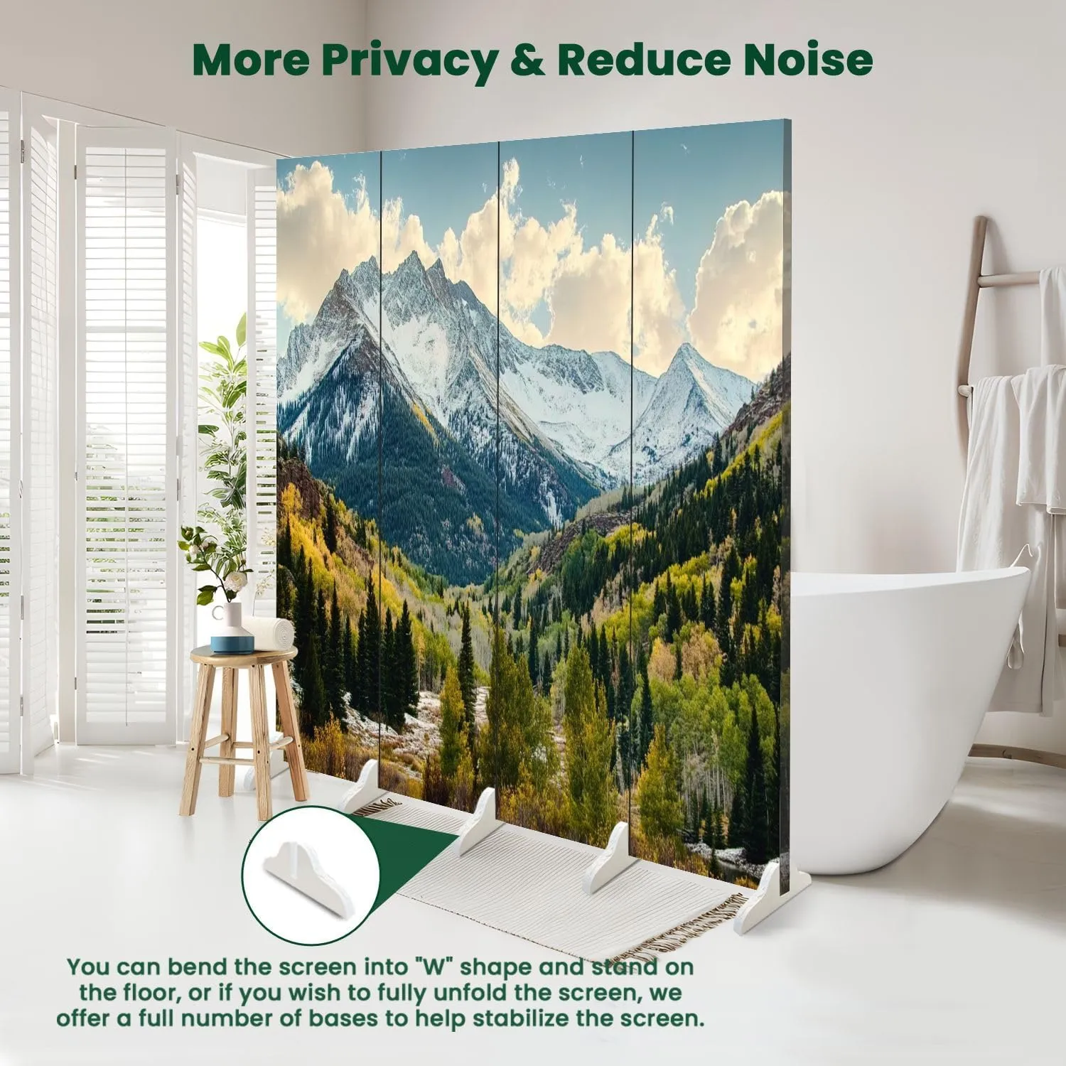 Wood Screen Room Divider Scenic Beauty Colorado Rocky Mountains Dallas Divide Folding Screen Canvas Privacy Partition Panels Dual-Sided Wall Divider Indoor Display Shelves 4 Panels