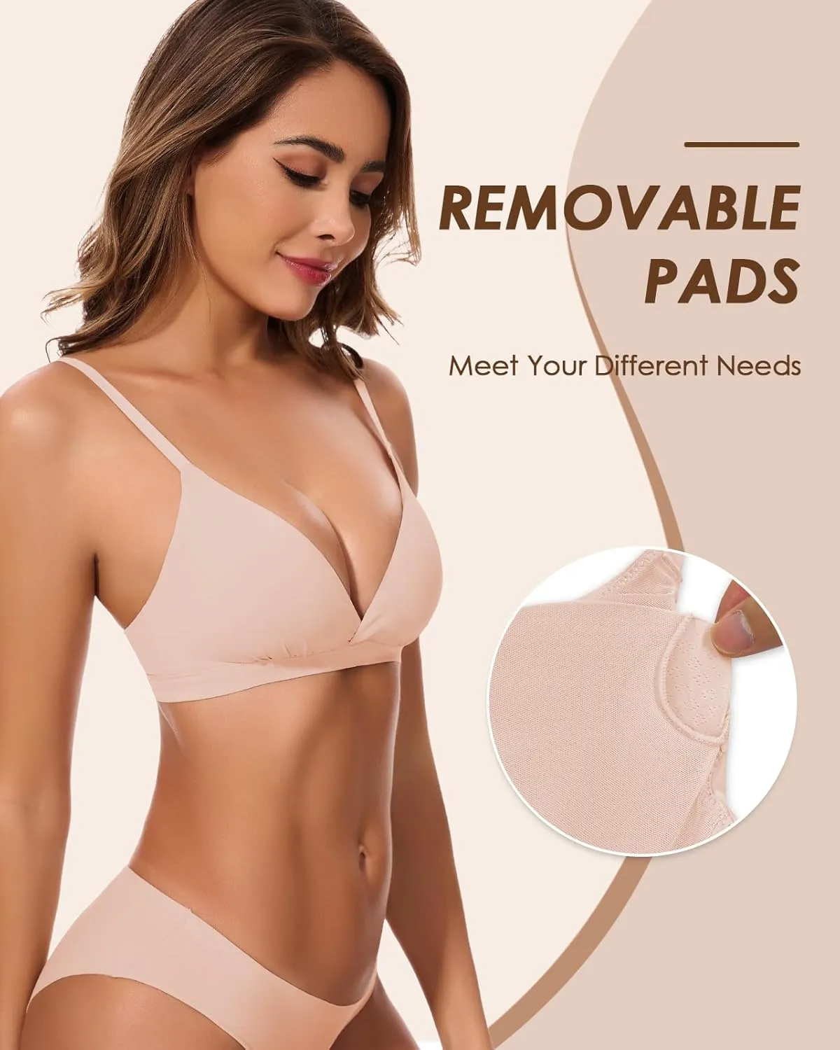 WOWENY Triangle Bralettes for Women Crossover Lightly Lined Wireless Tshirt Bras No Underwire Seamless Bra