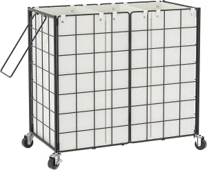 WOWLIVE Laundry Hamper with Wheels,Metal Wire Frame Rolling Laundry Basket 3 Section with Removable bags,150L Dirty Clothes Hamper Organizer Dorm Room Storage for Bedroom,Bathroom,Black and White