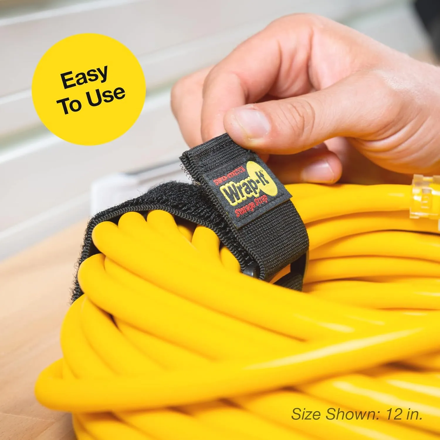 Wrap-It Storage - Super-Stretch, 18" (6 Pack) - Elastic Hook and Loop Cinch Straps - Extension Cord Organizer, Hose and Cables Straps, Cord Wrap