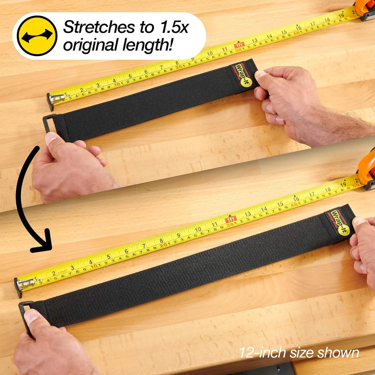 Wrap-It Storage - Super-Stretch, 18" (6 Pack) - Elastic Hook and Loop Cinch Straps - Extension Cord Organizer, Hose and Cables Straps, Cord Wrap