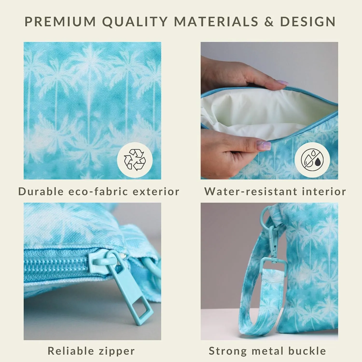 Wristlet Bag, Convenient Buckle Loop Strap, Ample Storage, Eco Fabric, Everyday Travel Vacation Accessory