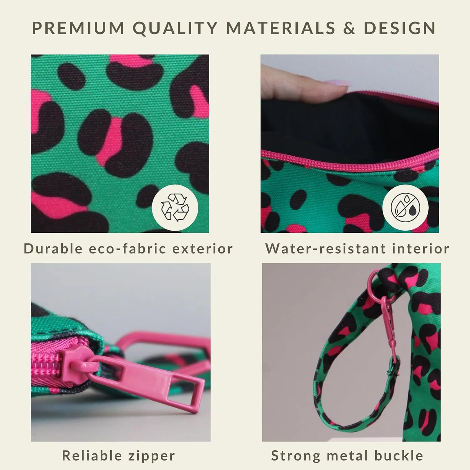 Wristlet Bag, Convenient Buckle Loop Strap, Ample Storage, Eco Fabric, Everyday Travel Vacation Accessory