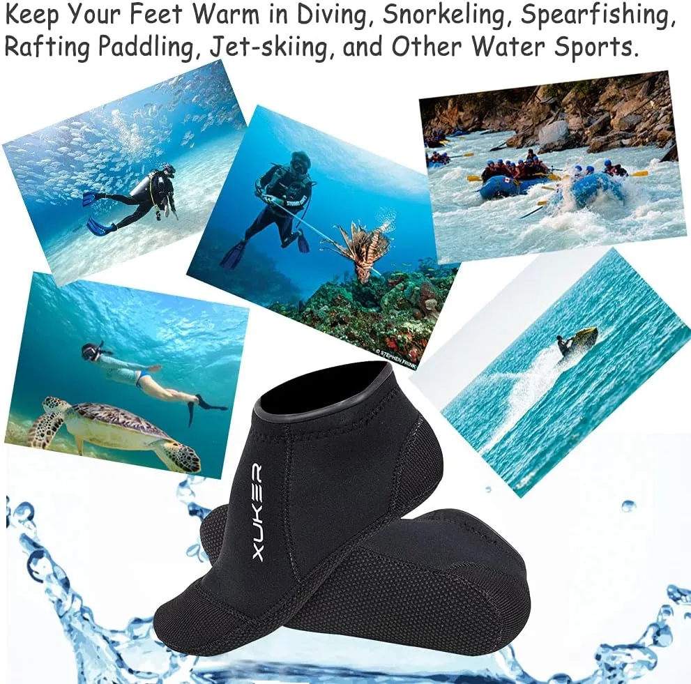 XUKER Neoprene Water Socks 3mm, Sand Proof Beach Volleyball Socks Water Shoes Diving Boots for Outdoor Water Sports