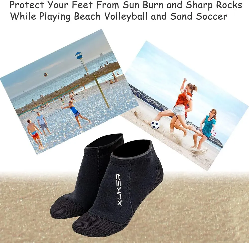 XUKER Neoprene Water Socks 3mm, Sand Proof Beach Volleyball Socks Water Shoes Diving Boots for Outdoor Water Sports