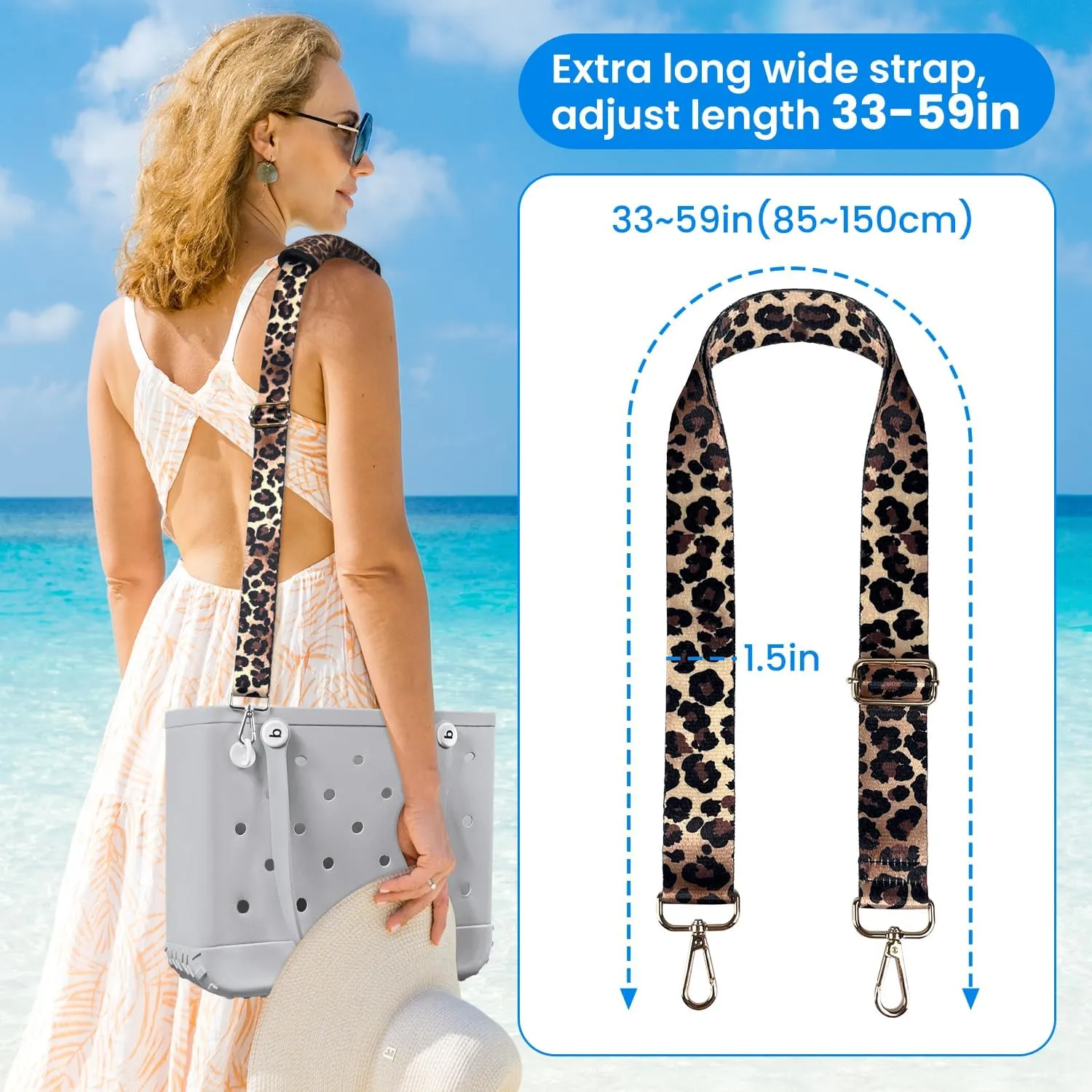 XYFuuee Strap Wrap for Bogg Bag Accessories, Adjustable Crossbody Shoulder Straps Replacement for Beach Rubber Tote Bog Bag