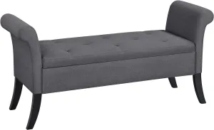 Yaheetech 52in Ottoman Bench Folding Storage Tufted Fabric Entryway Bench with Arms Footstool with Large Storage Foot Rest Seat Rolled Arms Cushioned Ottoman Dark Gray