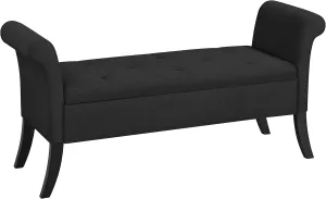 Yaheetech 52in Ottoman with Storage Folding Bedroom Bench Upholstered Storage Bench for Bedroom End of Bed with Rolled Arms, Black