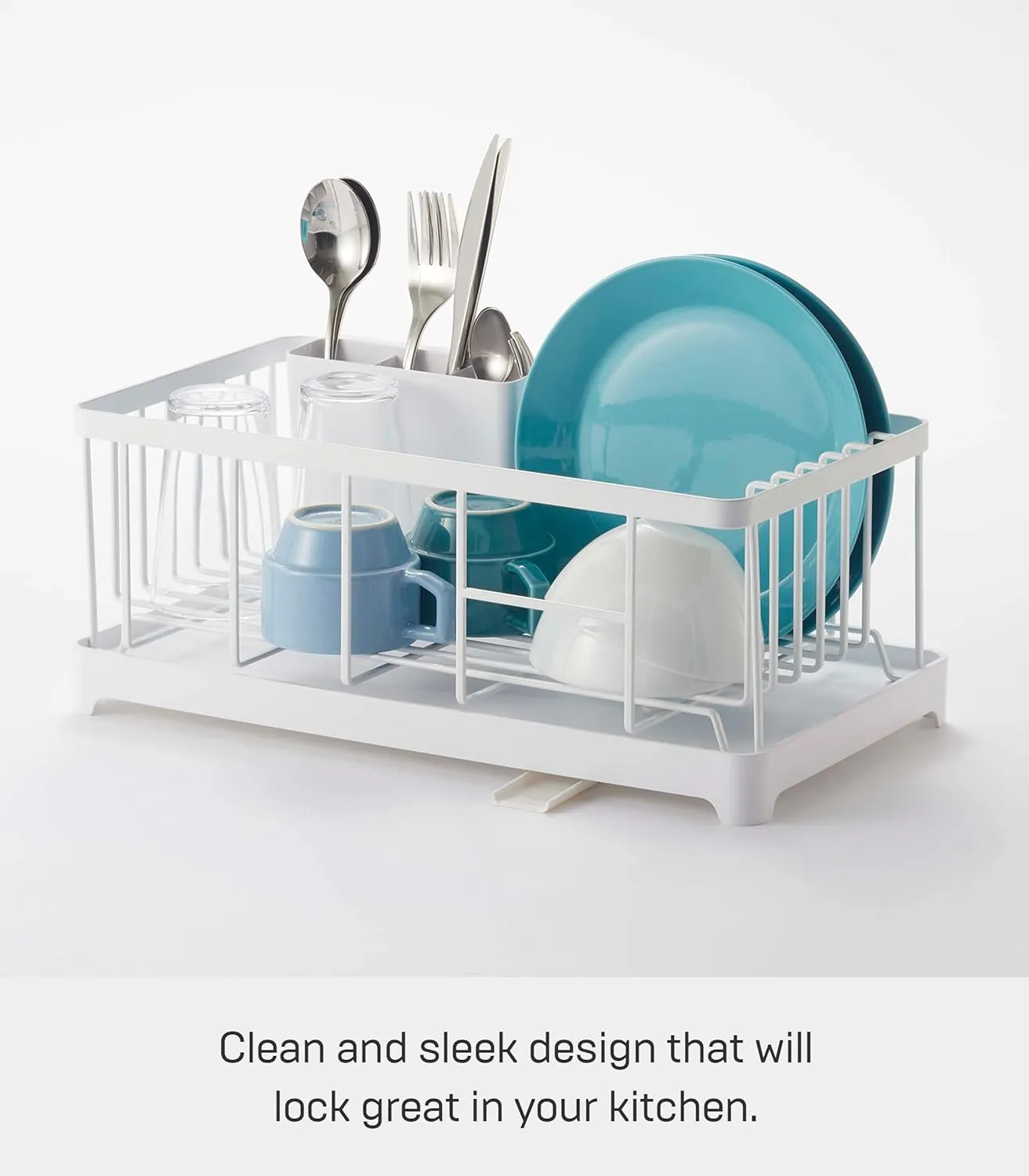 YAMAZAKI Alloy Steel home 2875 Wire Dish Drainer Rack, One Size, White