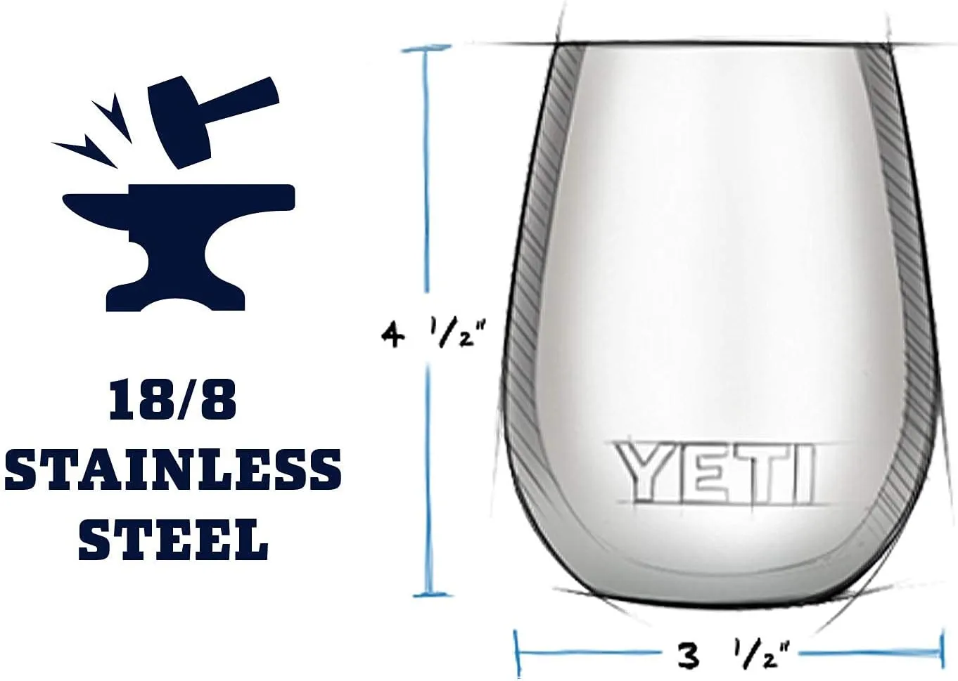 YETI Rambler 10 oz Wine Tumbler, Vacuum Insulated, Stainless Steel with MagSlider Lid