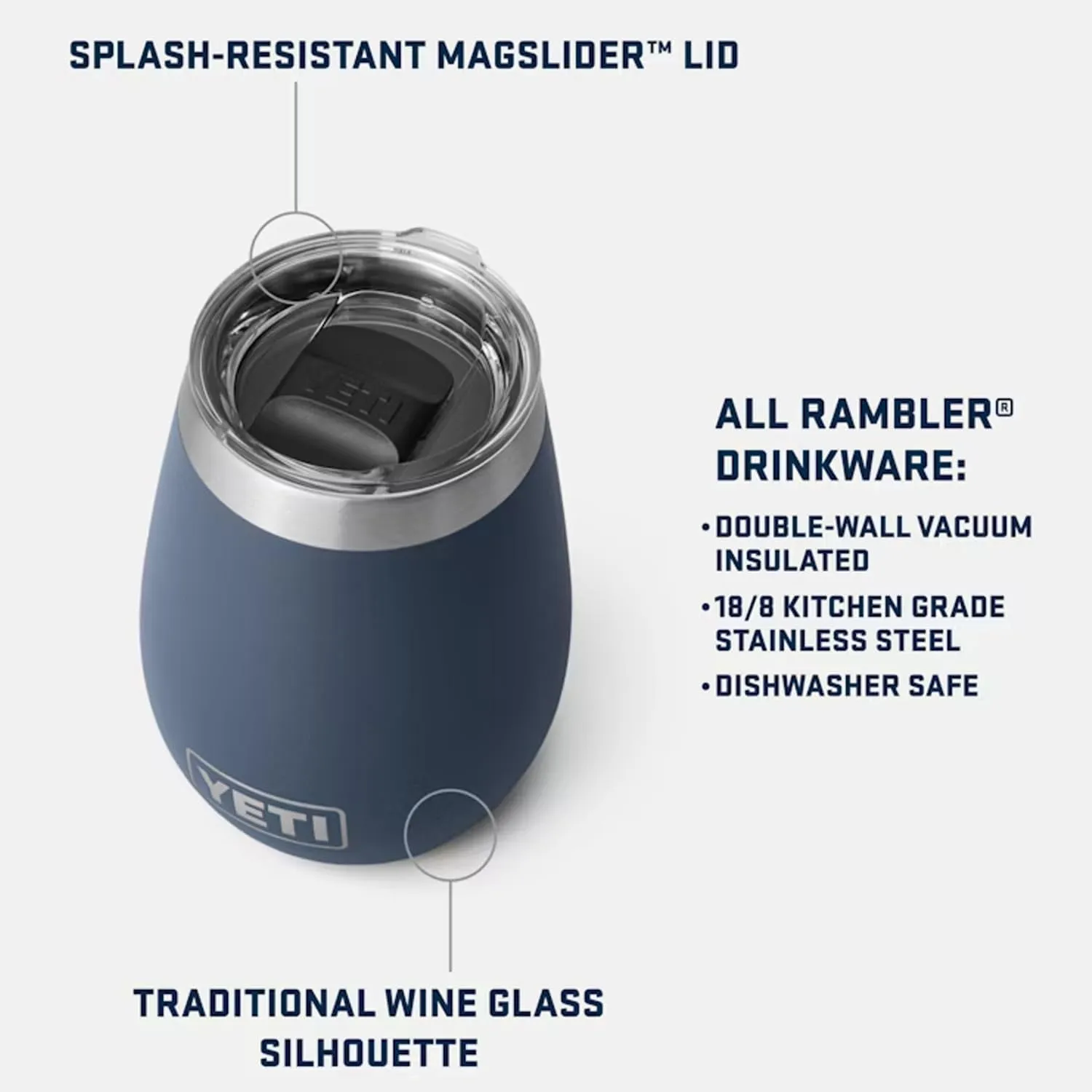 YETI Rambler 10 oz Wine Tumbler, Vacuum Insulated, Stainless Steel with MagSlider Lid