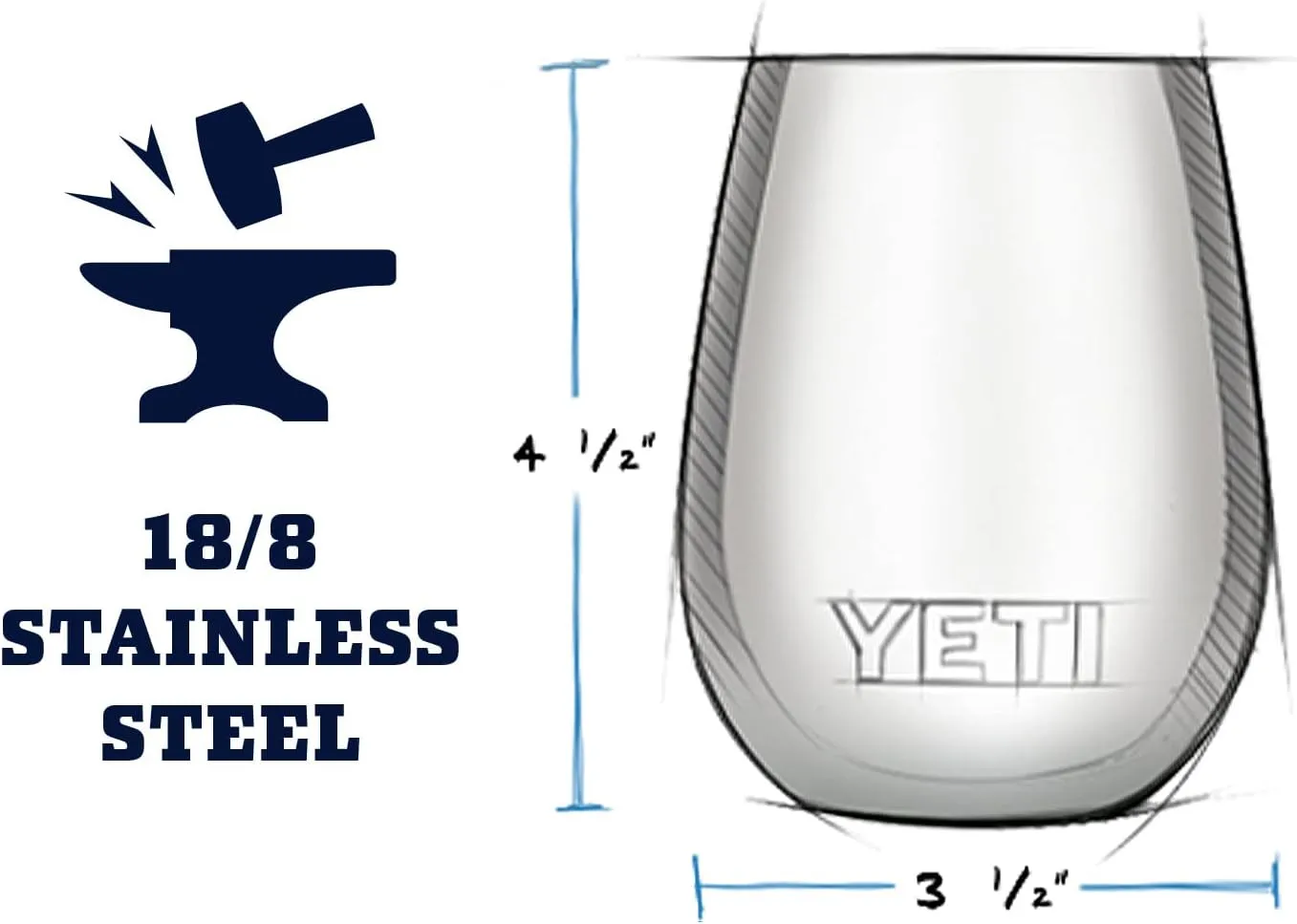 YETI Rambler 10 oz Wine Tumbler, Vacuum Insulated, Stainless Steel with MagSlider Lid