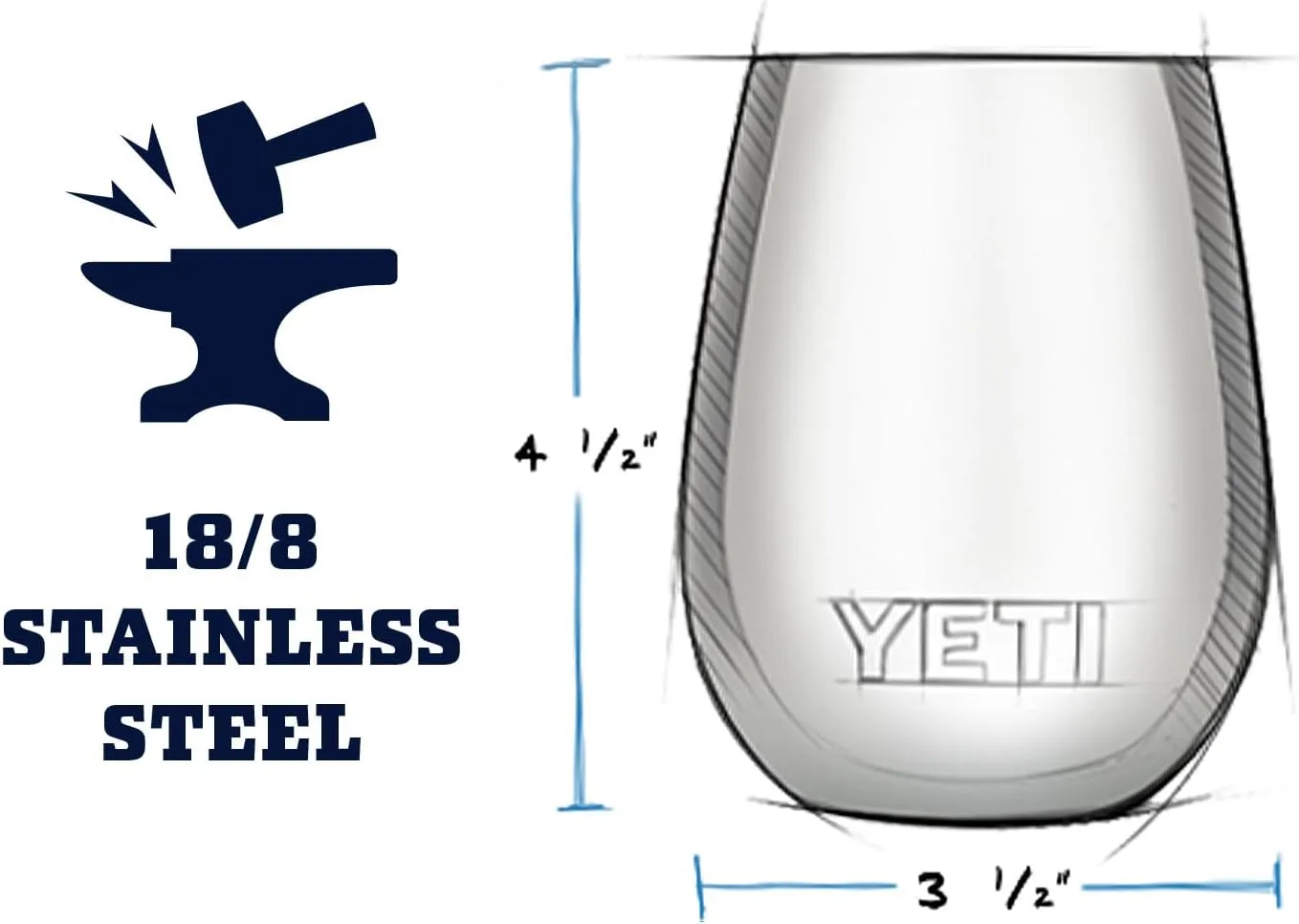 YETI Rambler 10 oz Wine Tumbler, Vacuum Insulated, Stainless Steel with MagSlider Lid
