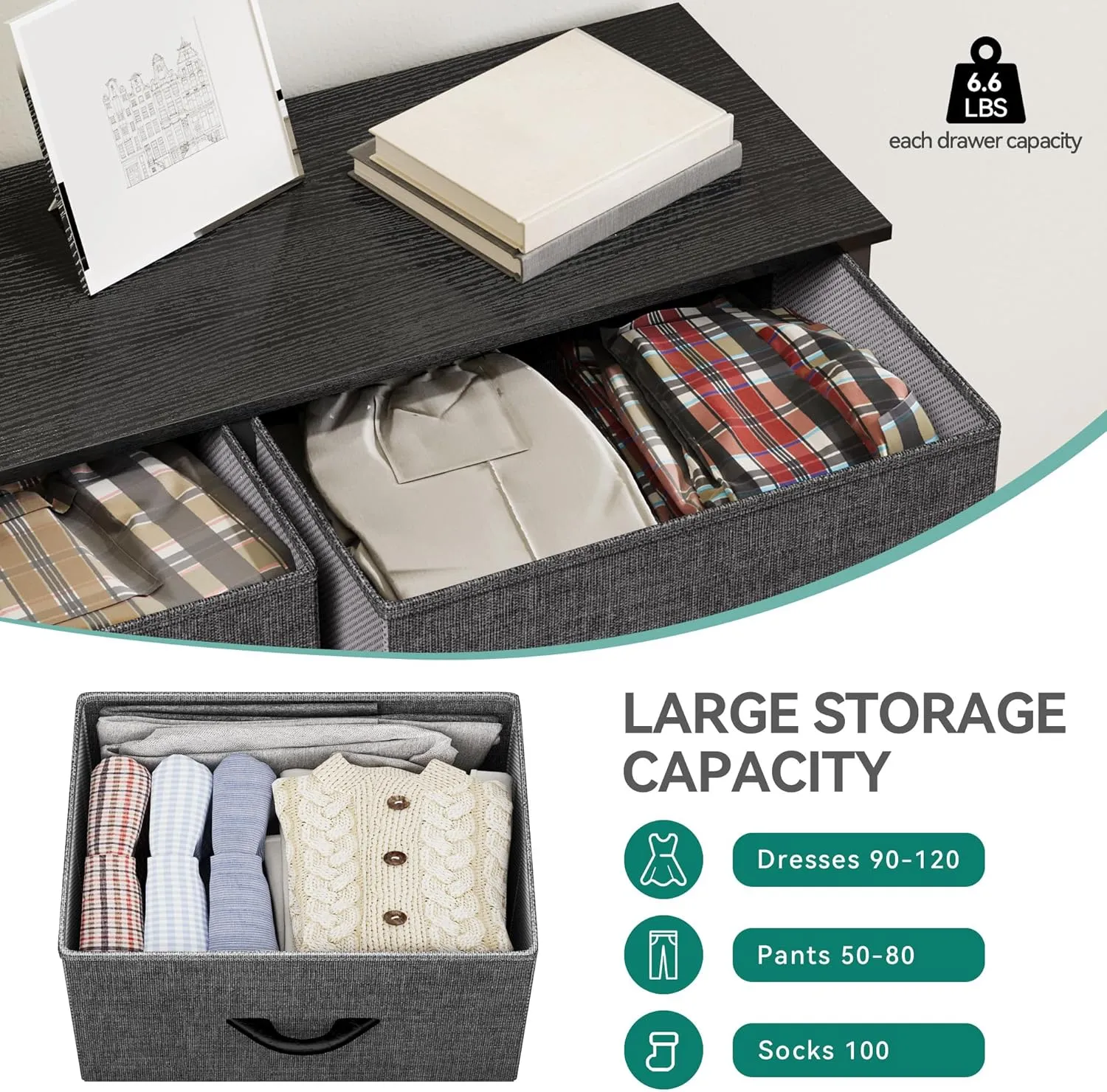 YITAHOME Dresser for Bedroom, Fabric Dresser with 8 Drawers, Tall Chest of Drawers for Closet